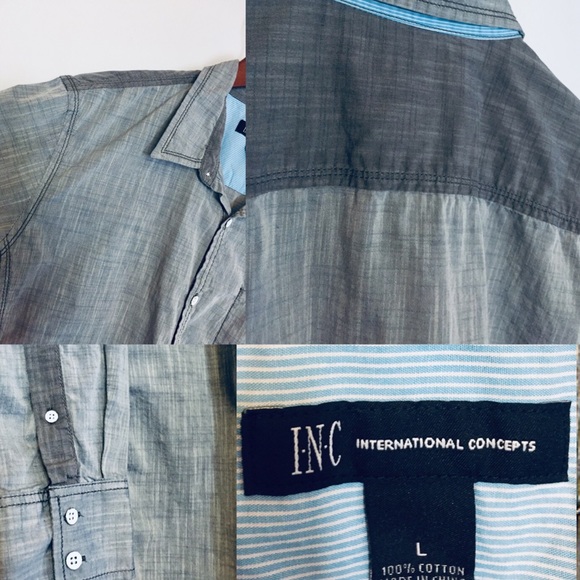 INC International Concepts Button Front Shirt Lg - Picture 2 of 8